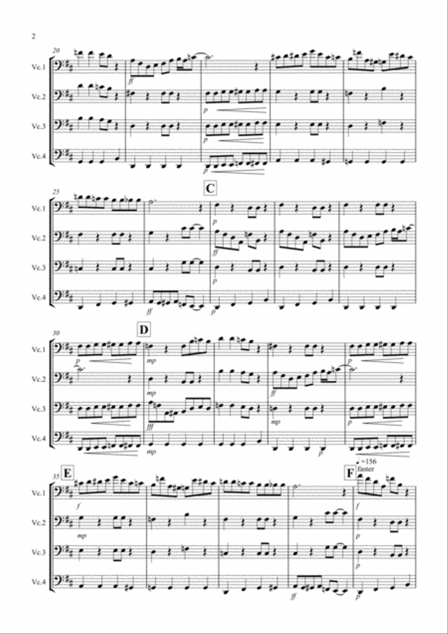 Laundrette Blues! for Cello Quartet Cello Solo scores gallery preview page 2