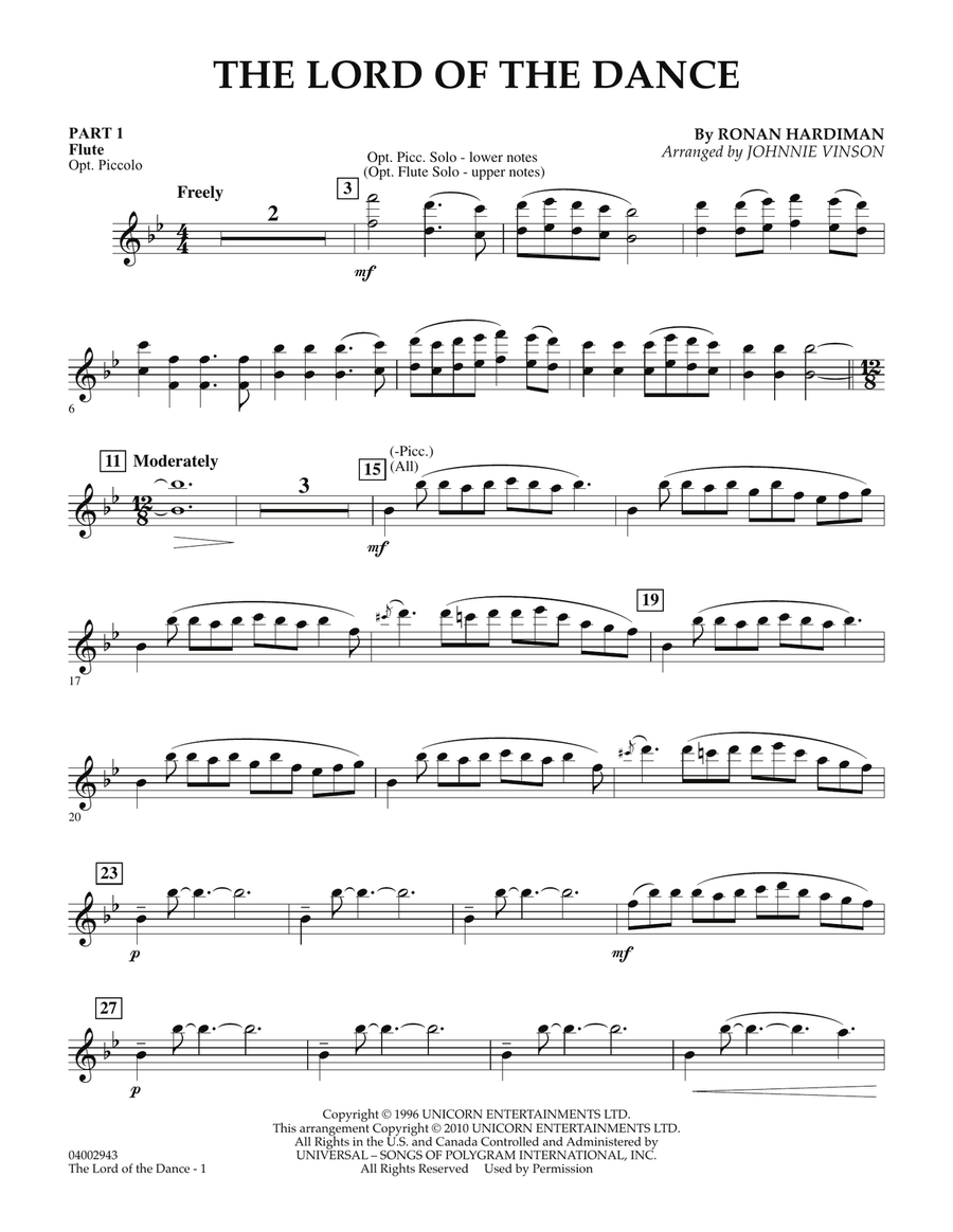 The Lord Of The Dance - Pt.1 - Flute Concert Band scores gallery preview page 1