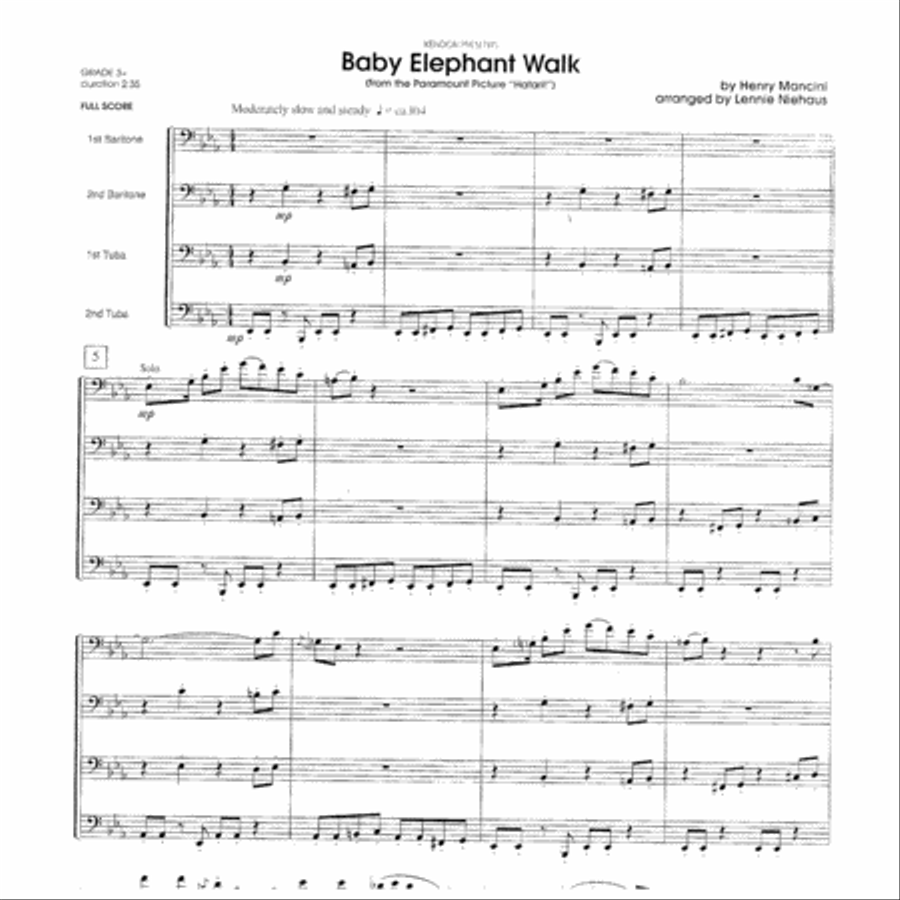 Baby Elephant Walk (From The Paramount Picture 'Hatari') Brass Quartet scores gallery preview page 2