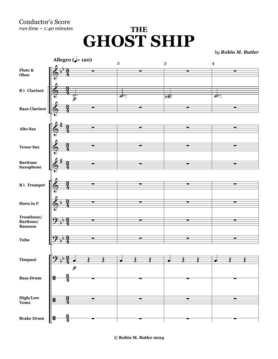 The Ghost Ship - Grade 1 Concert Band Concert Band scores gallery preview page 4