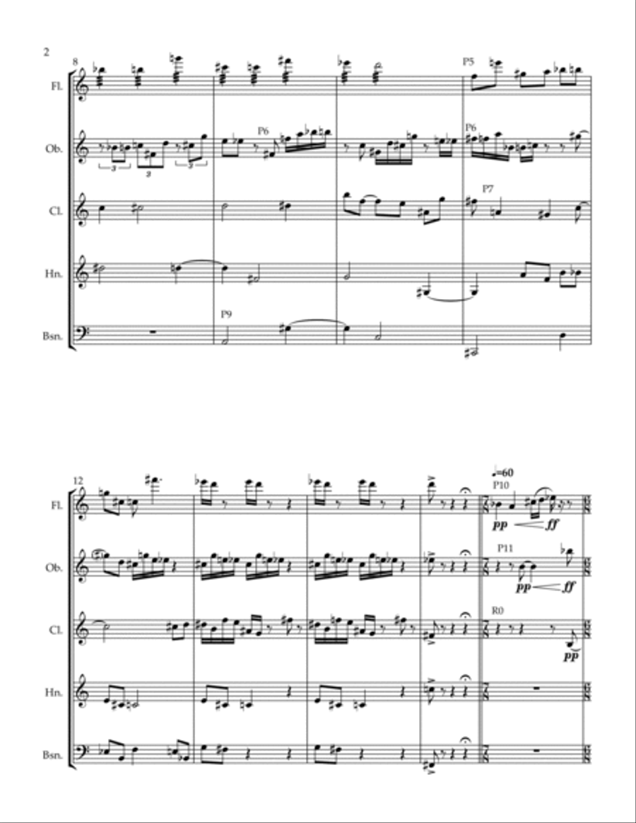 Serialism composition Woodwind Quintet scores gallery preview page 2