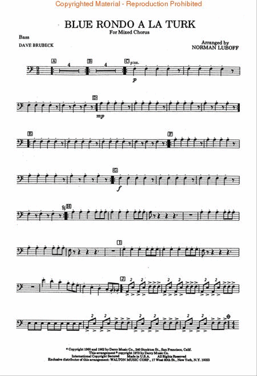 Blue Rondo A La Turk - Instrumental Accompaniment Parts Only Choir scores gallery preview page 3