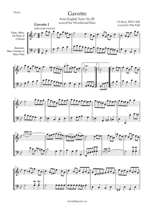 J S Bach Gavotte BWV 808 Woodwind Duo