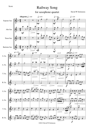 Railway Song (Auf de schwäb'sche Eisebahne) for saxophone quartet