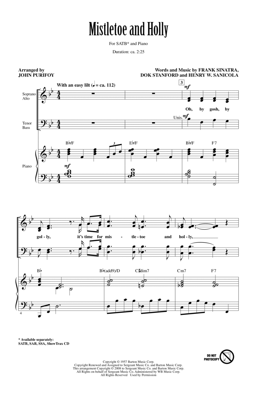Mistletoe And Holly 4-Part scores gallery preview page 1