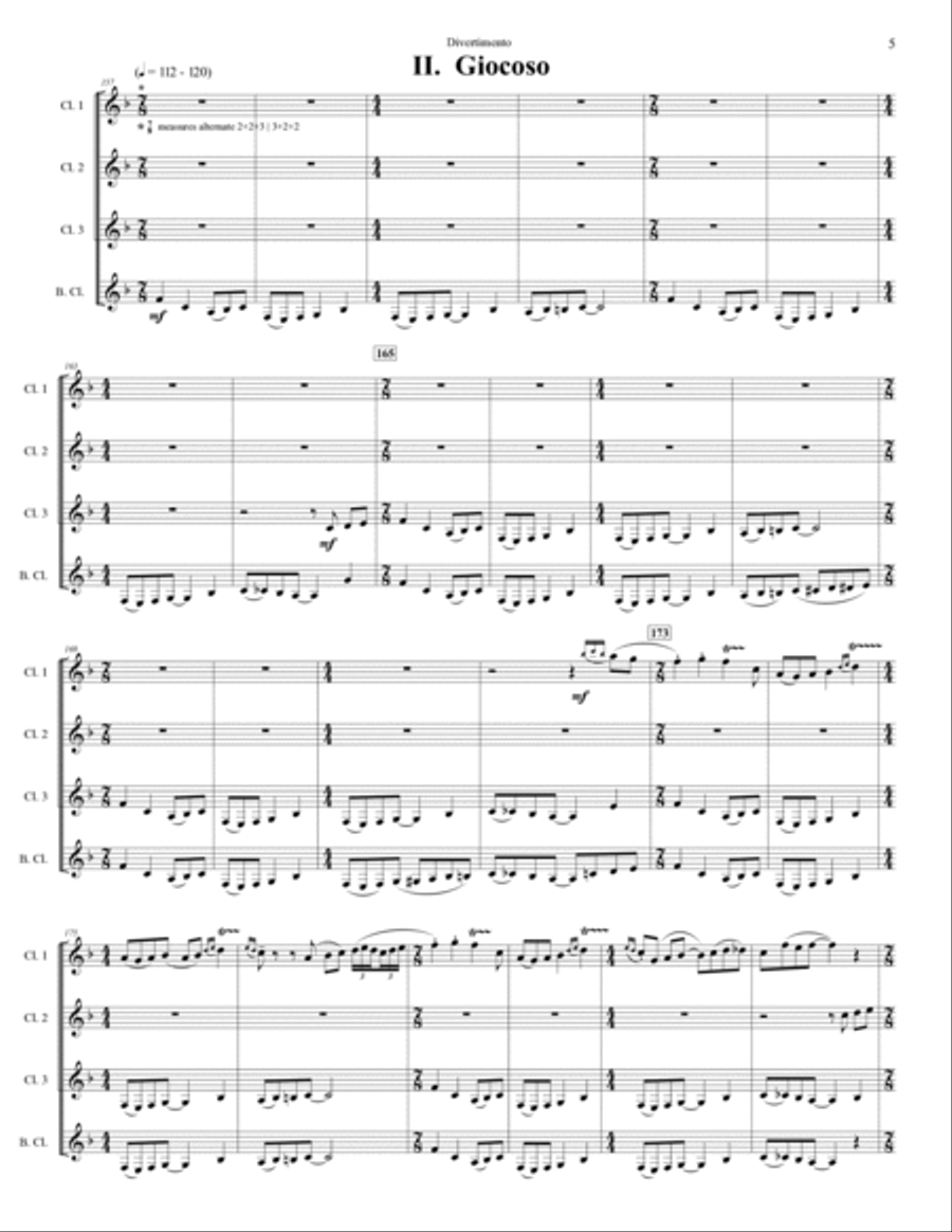 Divertimento for Clarinet Quartet Clarinet Quartet scores gallery preview page 6