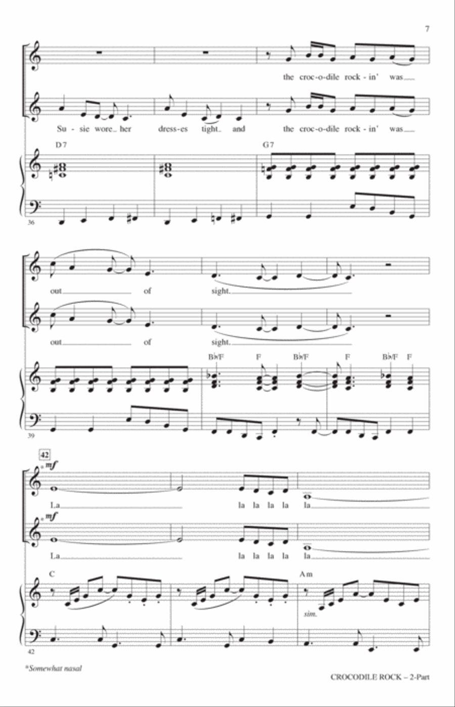 Crocodile Rock (arr. Roger Emerson) 2-Part scores gallery preview page 5