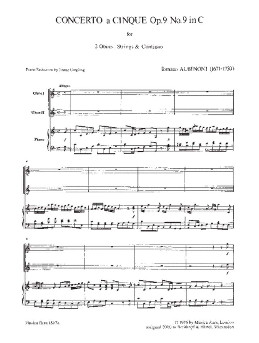 Concerto a 5 in C major Op. 9/9 Piano Trio scores gallery preview page 2