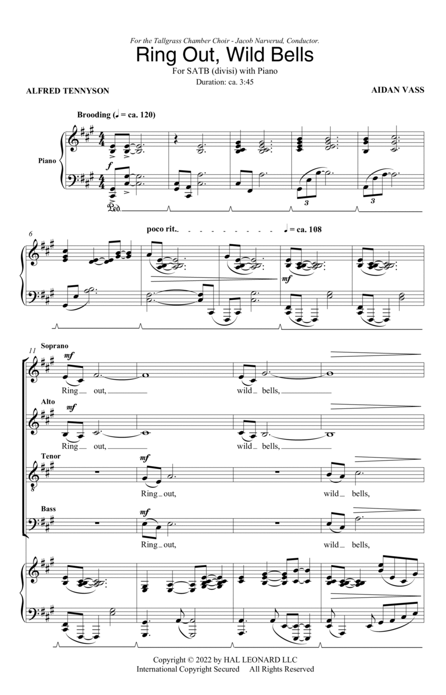 Ring Out, Wild Bells Ring Out, Wild Bells 4-Part scores gallery preview page 1