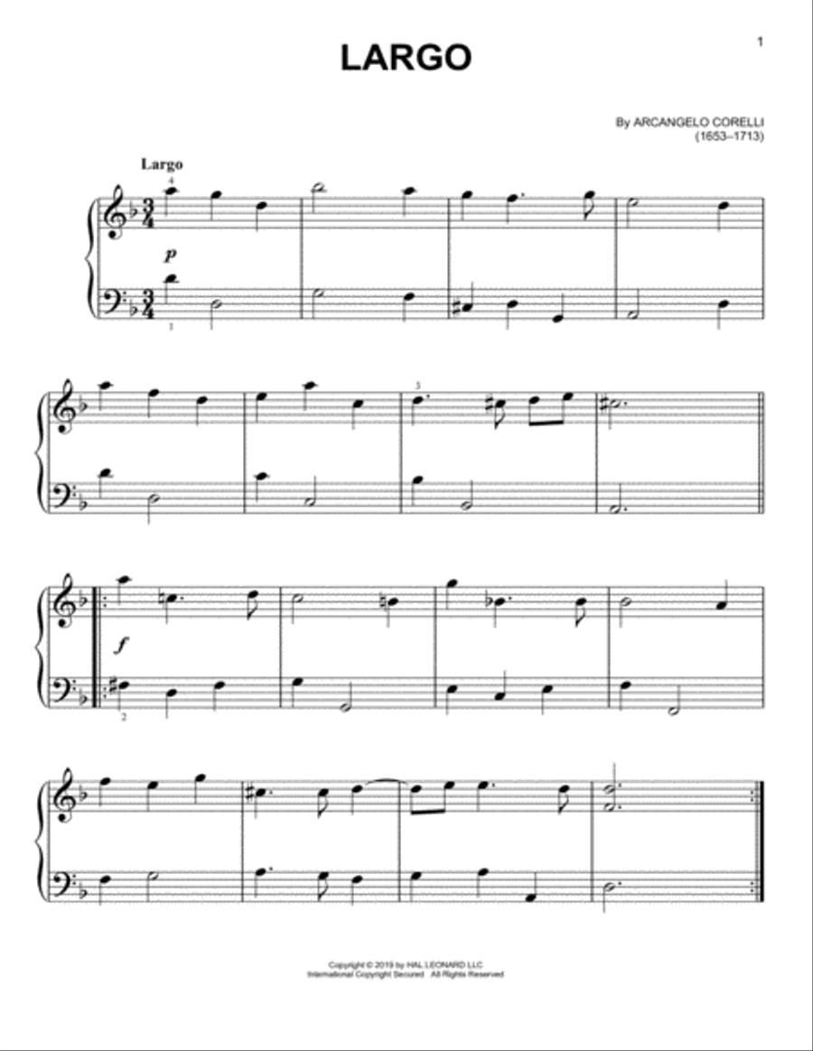 Largo Easy Piano scores gallery preview page 1