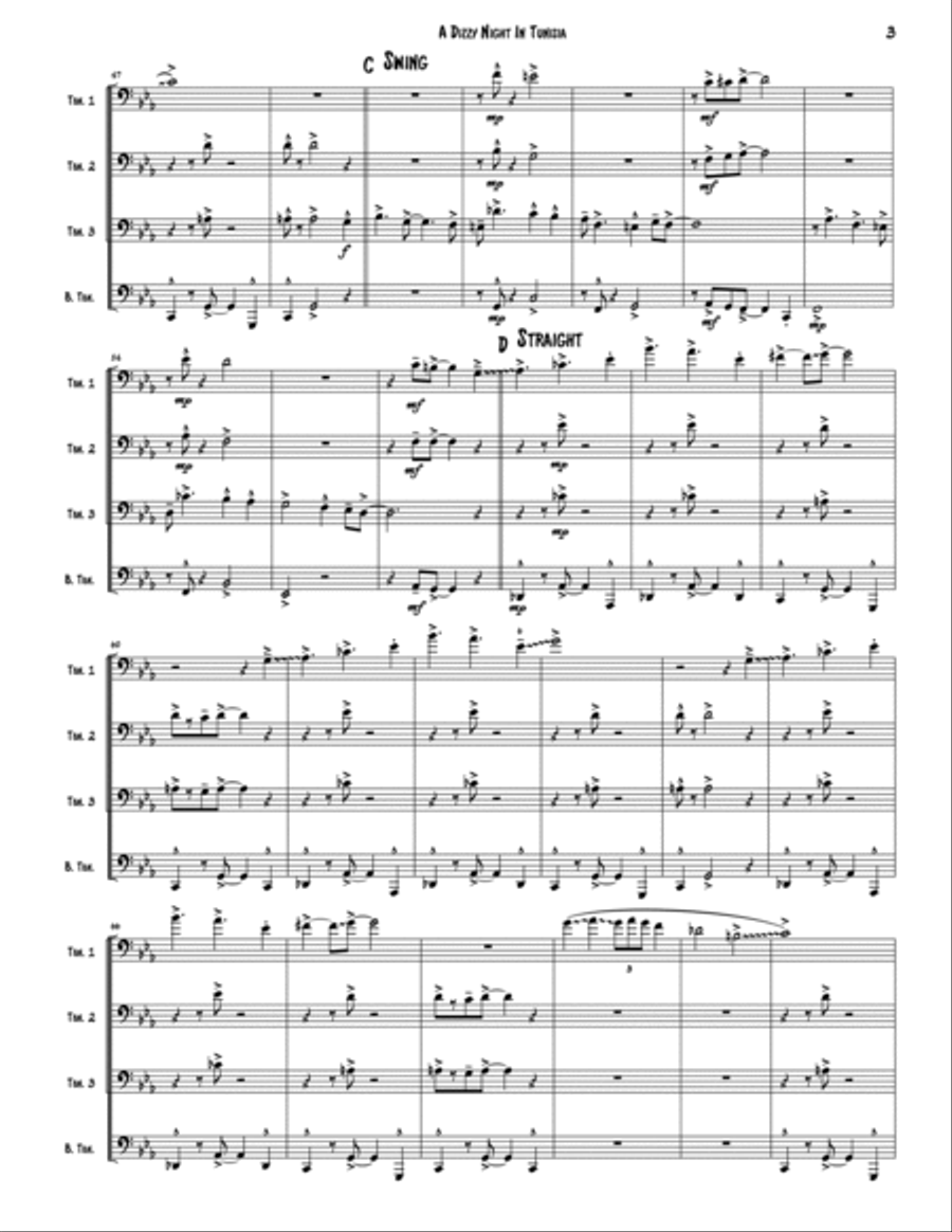 A Night In Tunisia Brass Quartet scores gallery preview page 3
