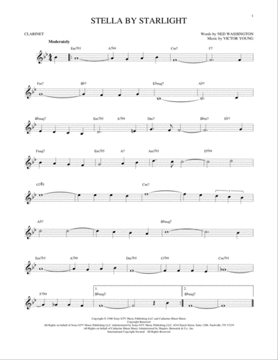 Stella By Starlight Clarinet Solo scores gallery preview page 1