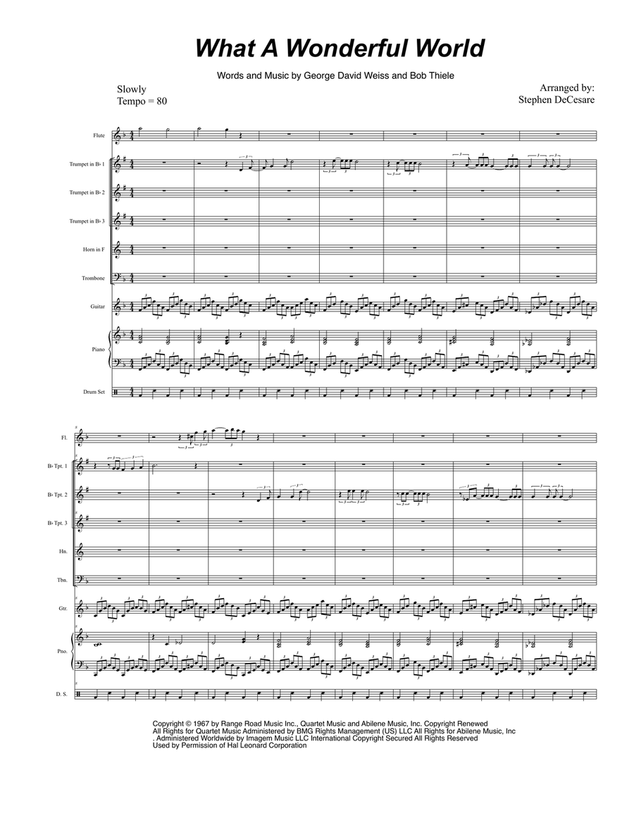 What A Wonderful World Brass Ensemble scores gallery preview page 1