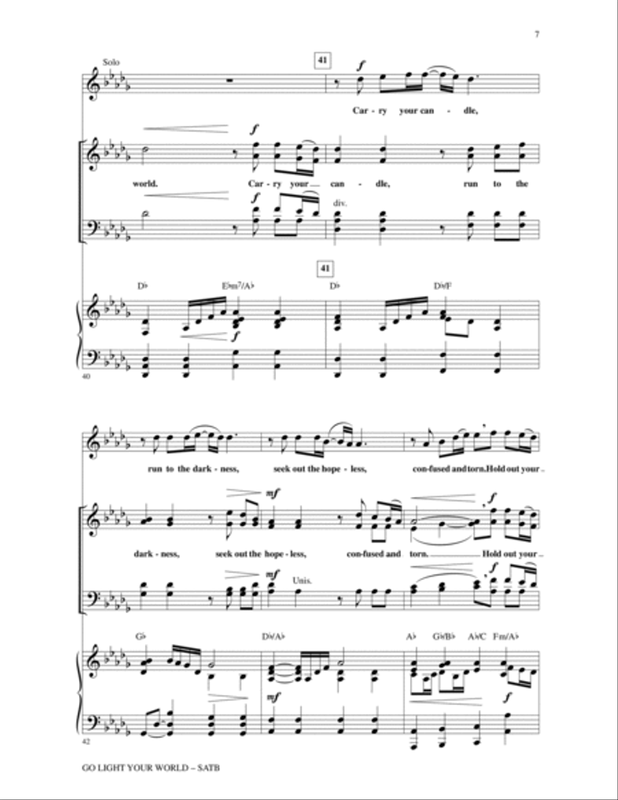 Go Light Your World (arr. Allen Pote) 4-Part scores gallery preview page 6
