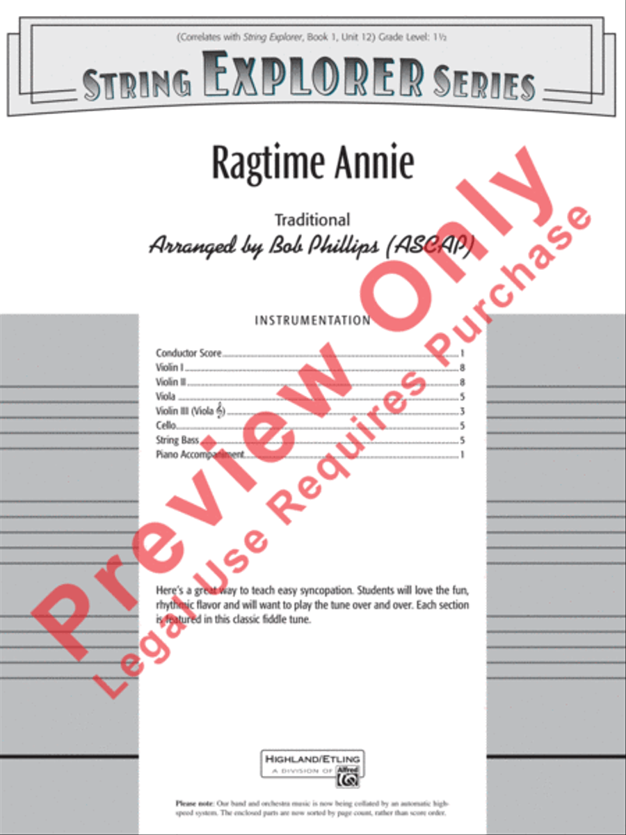 Ragtime Annie String Orchestra scores gallery preview page 2