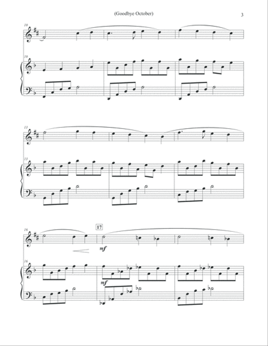 Goodbye October - Alto Sax & Piano Alto Saxophone scores gallery preview page 3