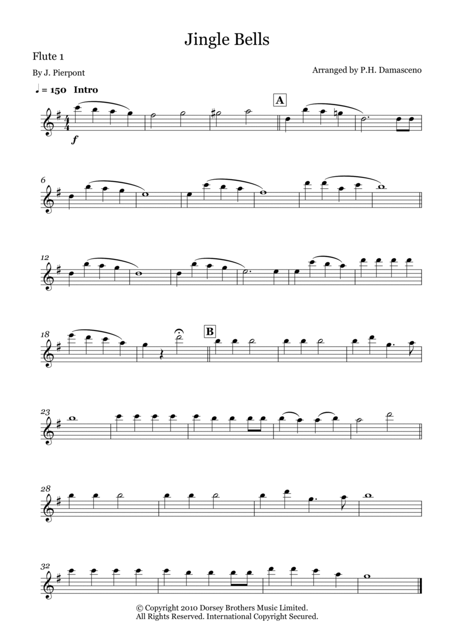 Jingle Bells Flute Duet scores gallery preview page 1