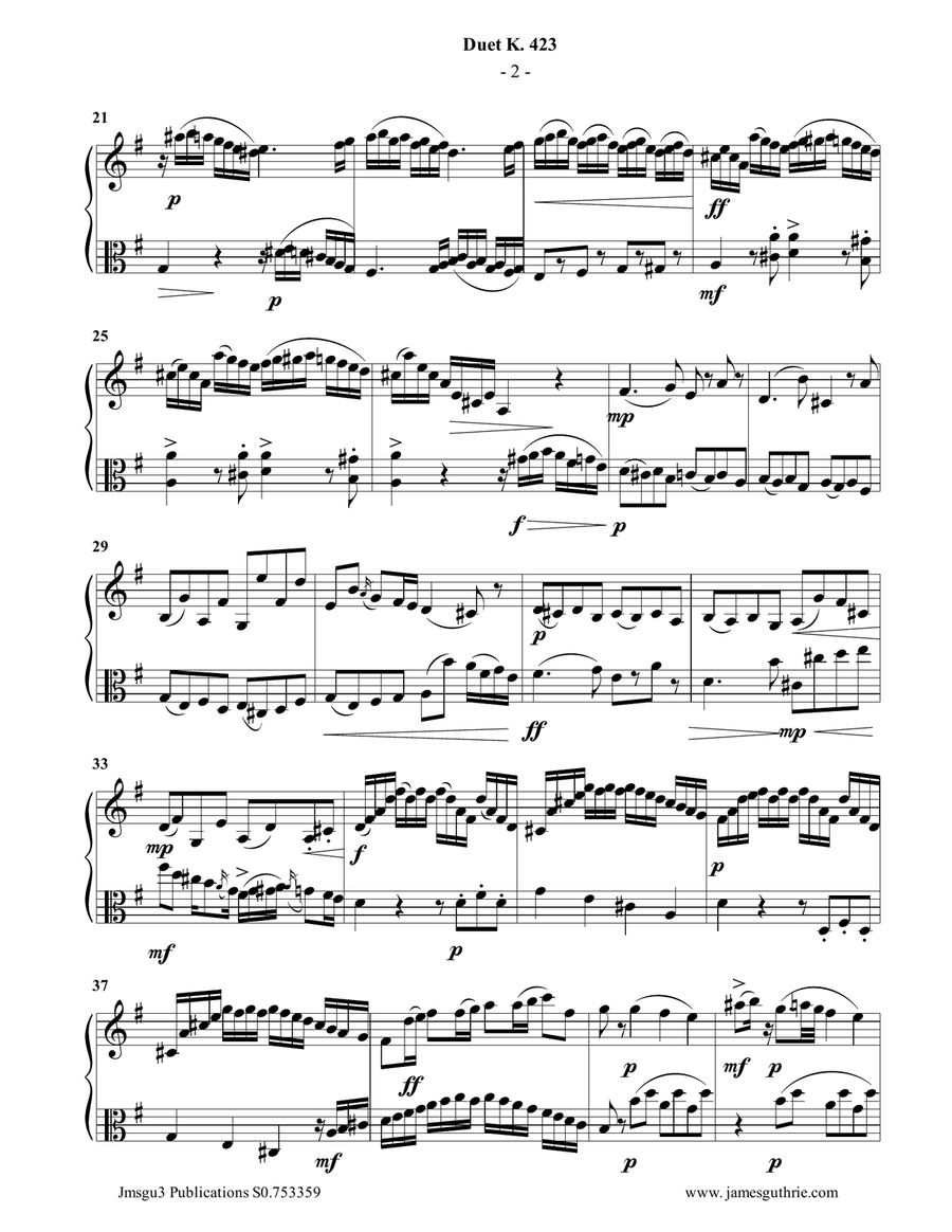 Mozart: Duet K.423 for Violin & Viola Mozart: Duet K.423 for Violin & Viola String Duet scores gallery preview page 2