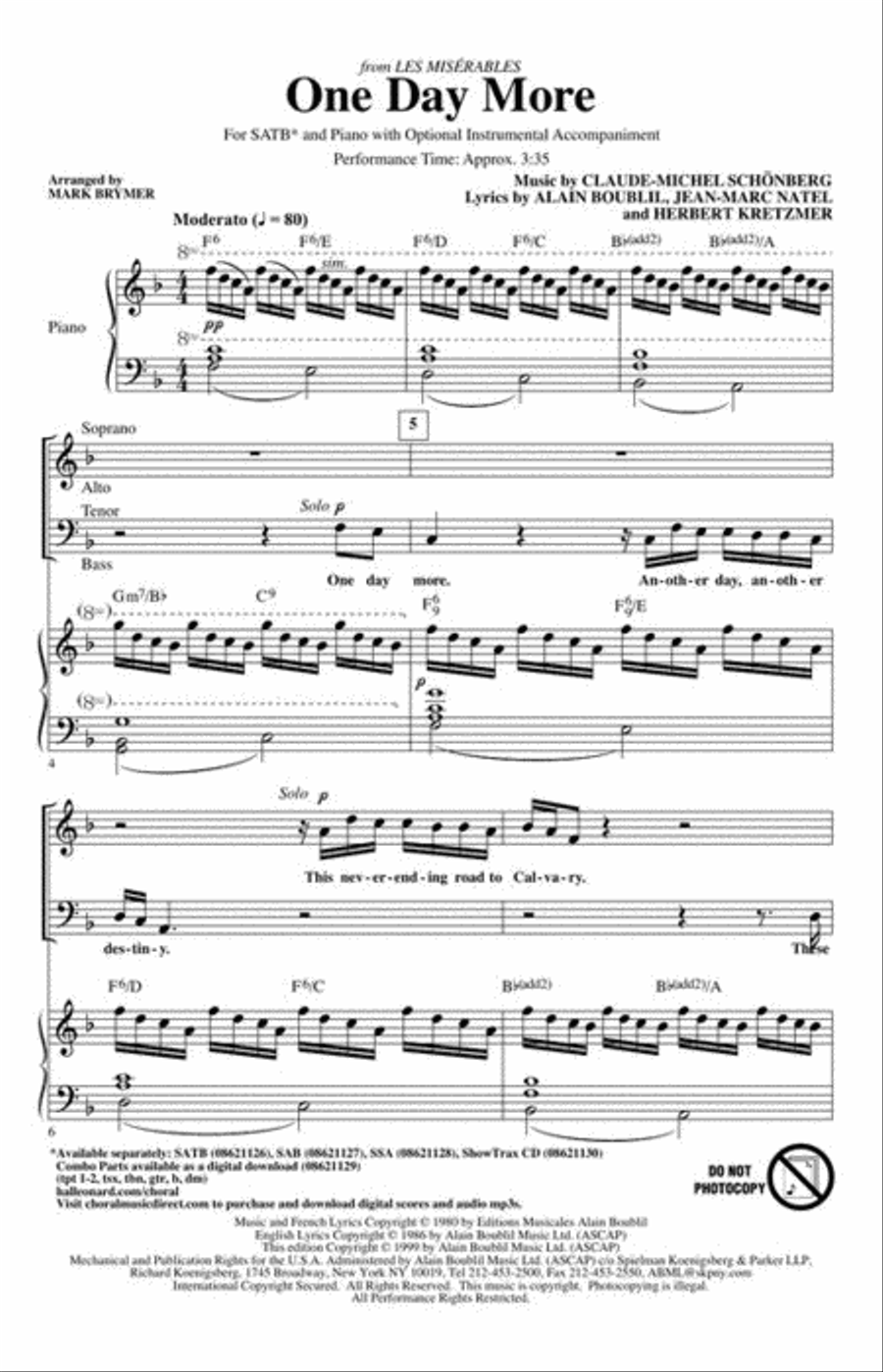One Day More 4-Part scores gallery preview page 3