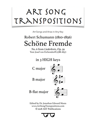 Book cover for SCHUMANN: Schöne Fremde, Op. 39 no. 6 (in 3 high keys: C, B, B-flat major)