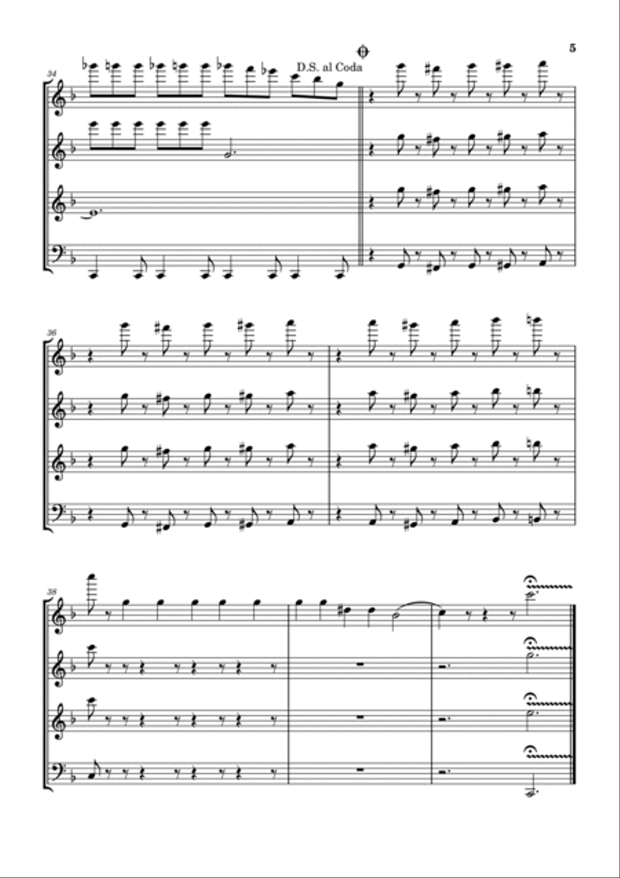 Rockestra Theme Woodwind Quartet scores gallery preview page 6