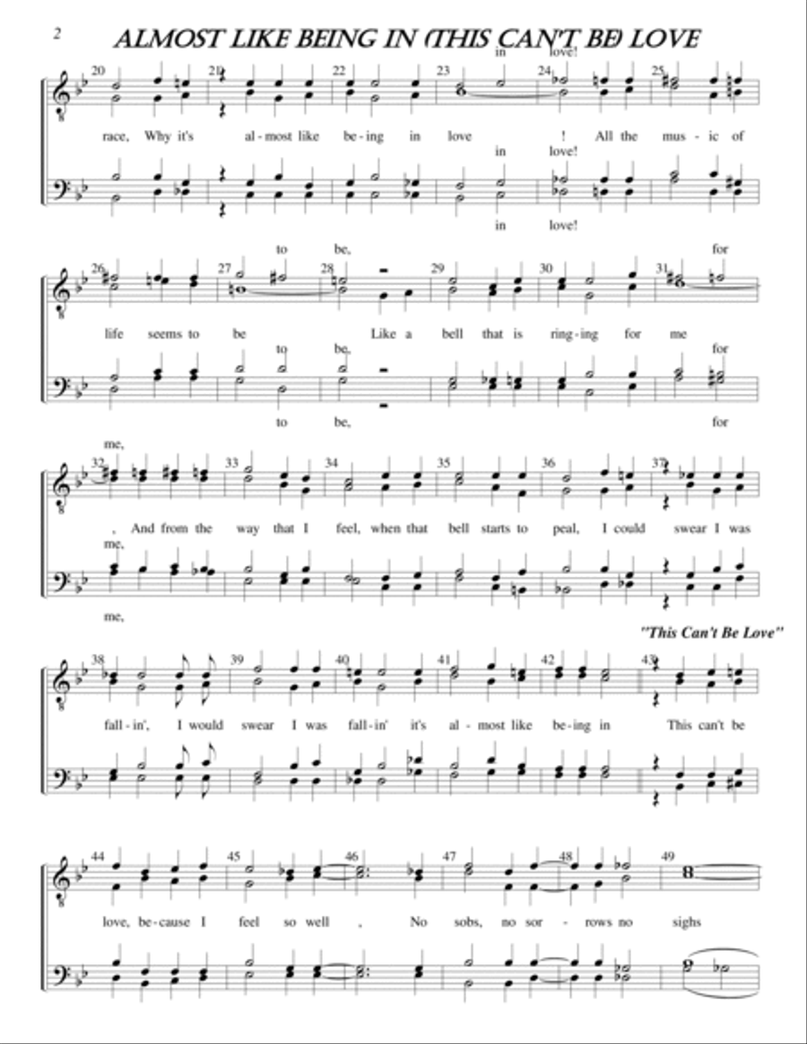 Almost Like Being In Love TTBB scores gallery preview page 2