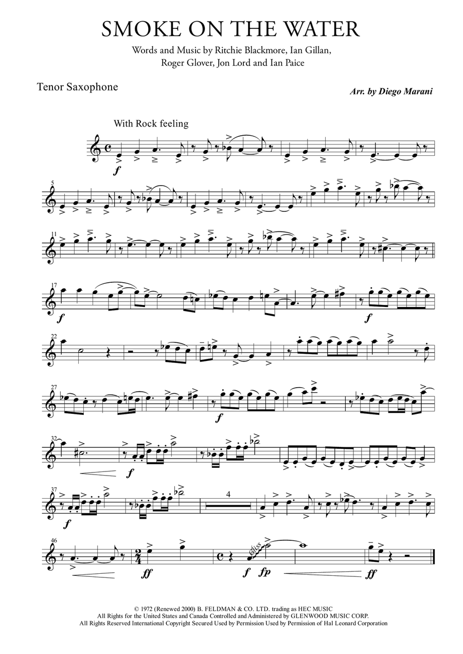 Smoke On The Water Woodwind Quartet scores gallery preview page 1