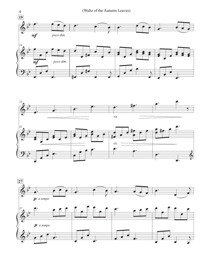 Waltz of the Autumn Leaves - Violin & Piano Violin Solo scores gallery preview page 4