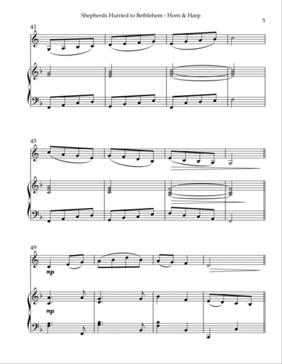 Shepherds Hurried to Bethlehem, Duet for Horn in F & Harp
