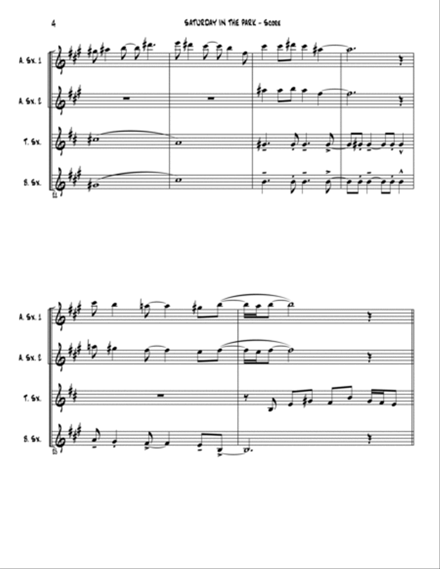 Saturday In The Park Saxophone Quartet scores gallery preview page 6