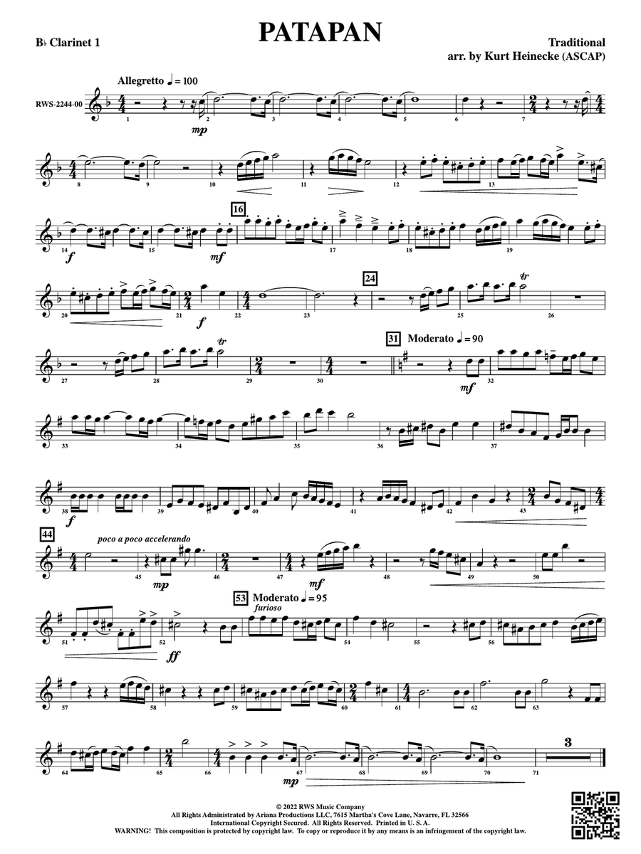 Patapan: 1st B-flat Clarinet