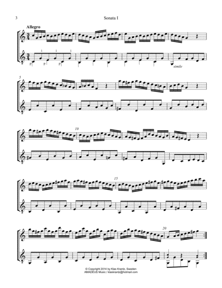 Sonata 1, BWV 1033 for flute or violin and classical guitar image number null