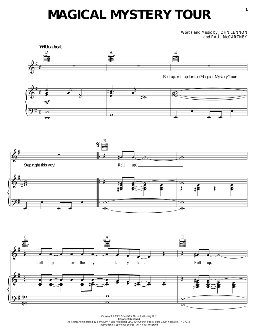 Magical Mystery Tour Piano, Vocal, Guitar scores gallery preview page 1