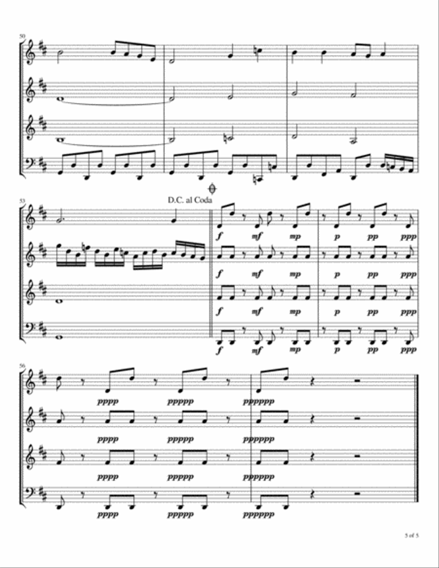 Go, Tell It On The Mountain Woodwind Quartet scores gallery preview page 6