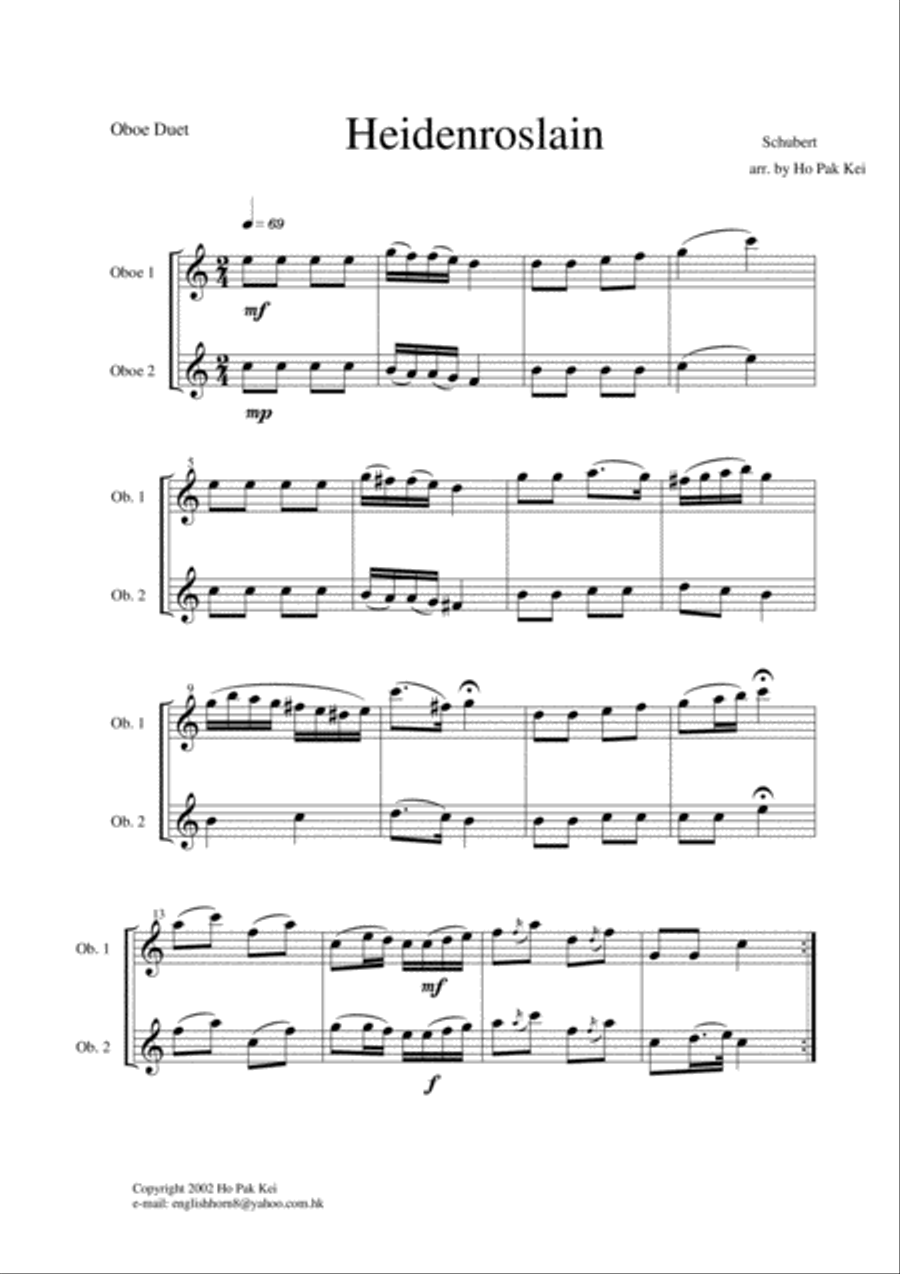 Heidenroslain Woodwind Duet scores gallery preview page 1