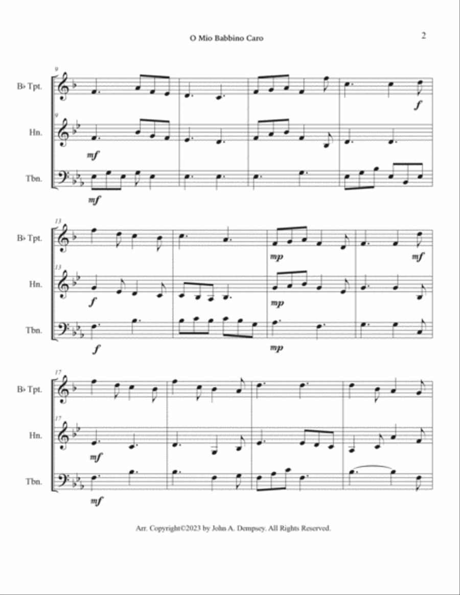 O Mio Babbino Caro (Brass Trio): Trumpet, Horn in F and Trombone Brass Trio scores gallery preview page 6