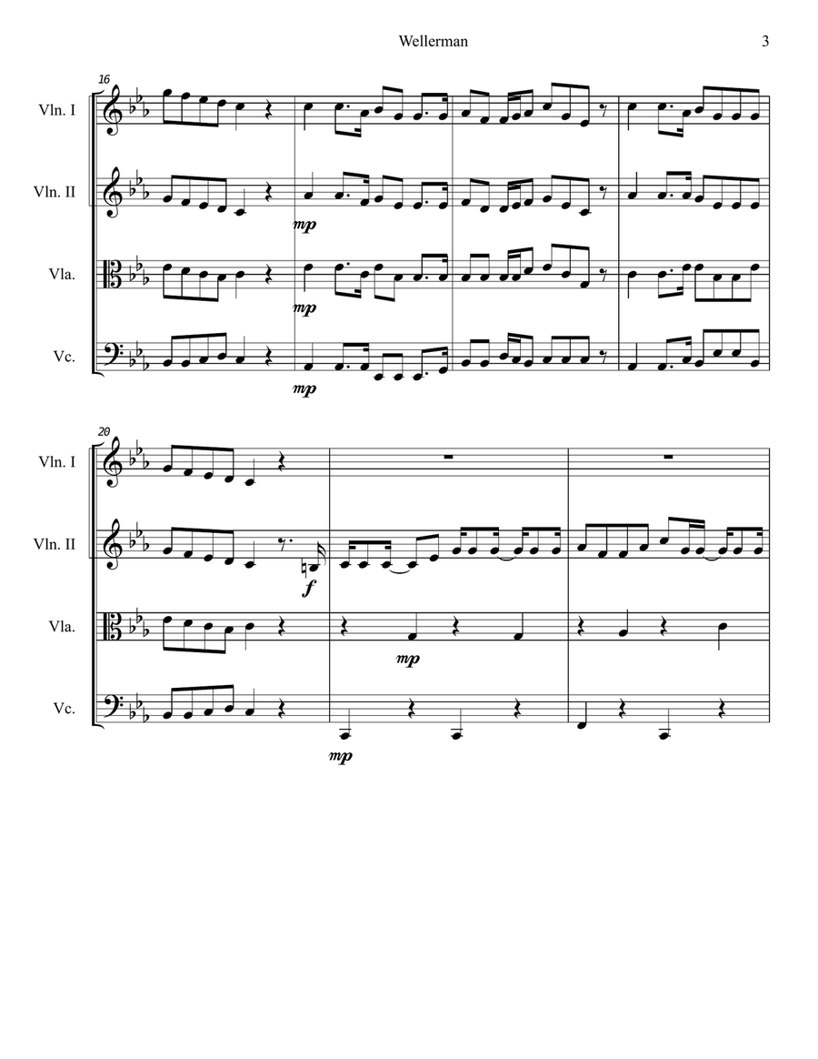 The Wellerman by Traditional String Quartet - Digital Sheet Music page 3