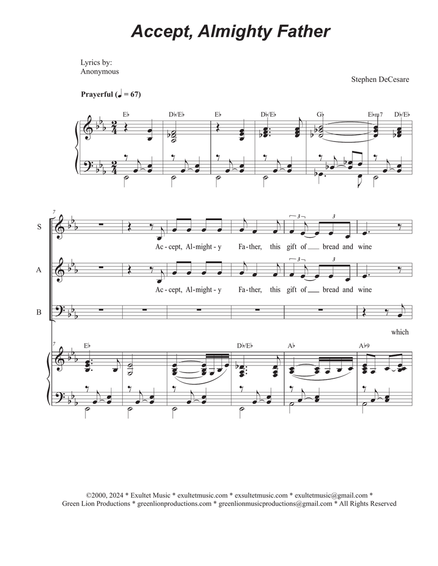 Accept, Almighty Father (Vocal Trio - (SAB) 3-Part scores gallery preview page 1