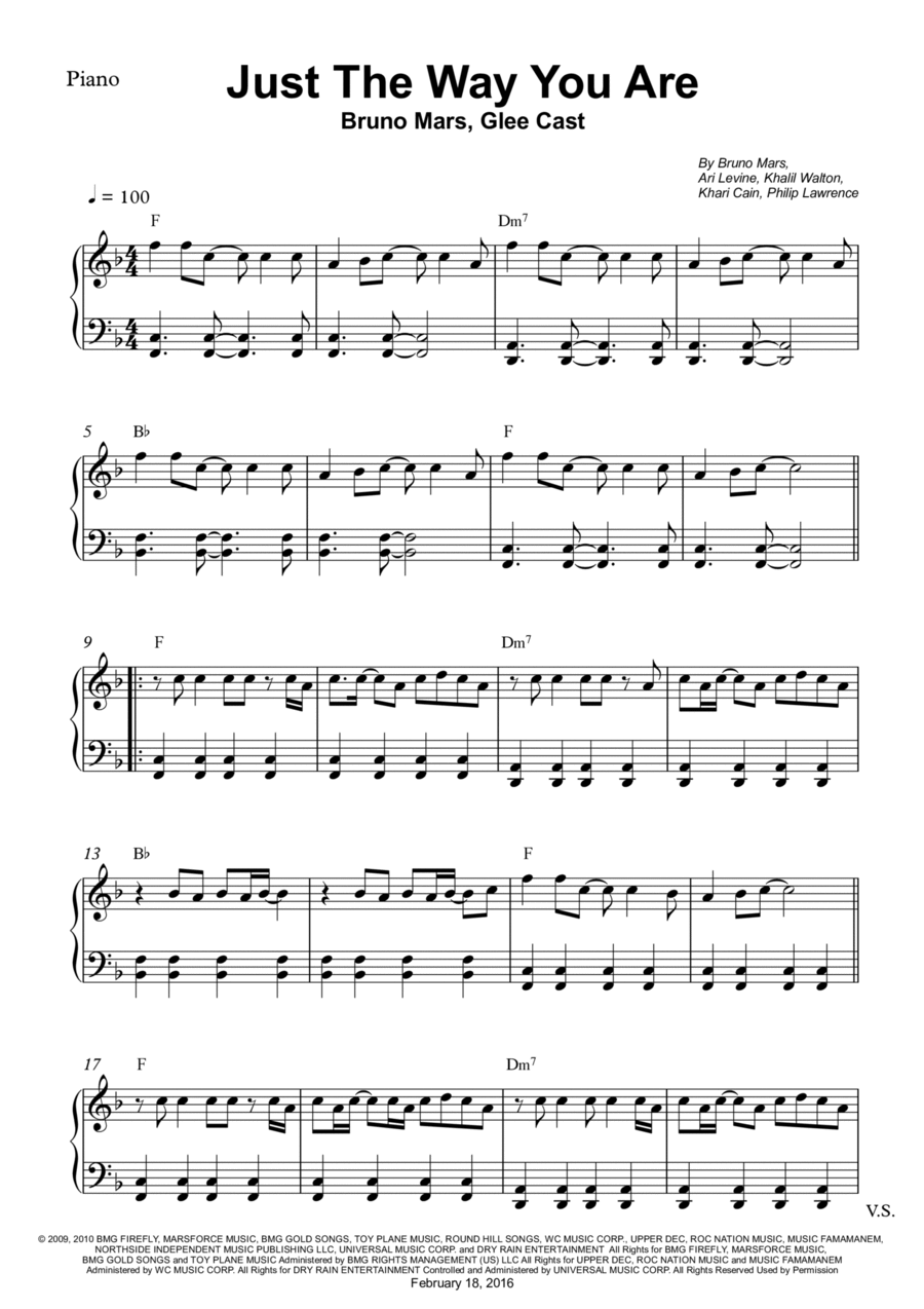 Just The Way You Are Piano Solo scores gallery preview page 1