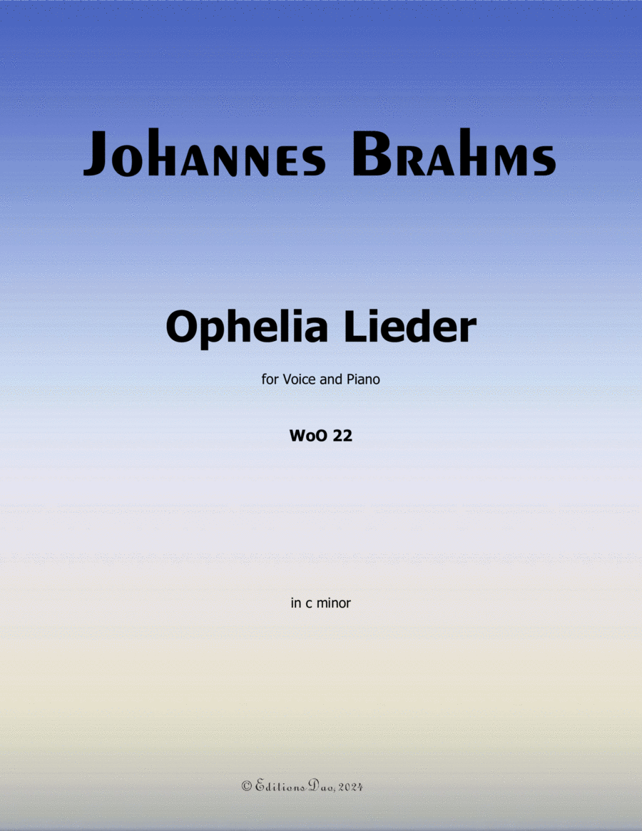 Ophelia Lieder, by Brahms, WoO 22, in c minor Voice scores gallery preview page 1