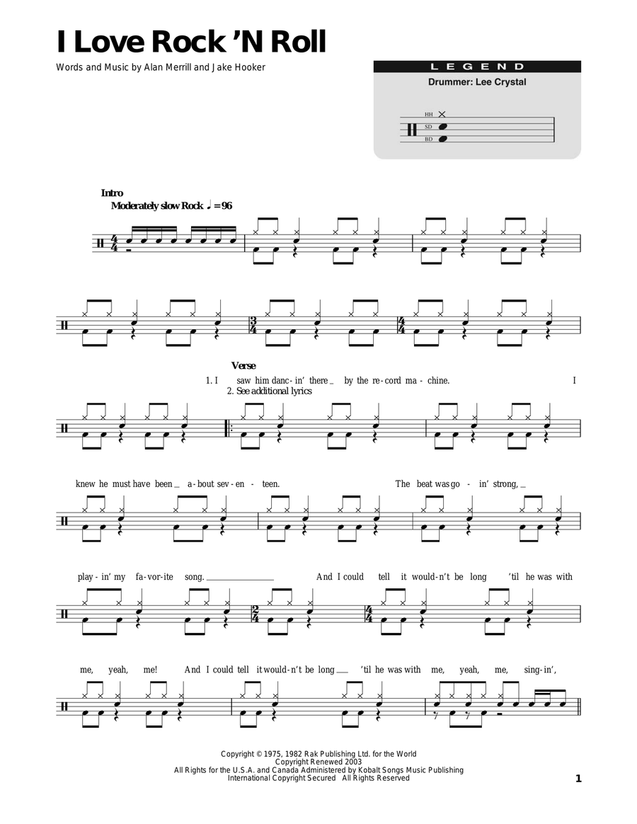 I Love Rock 'N Roll Drum Set scores gallery preview page 1