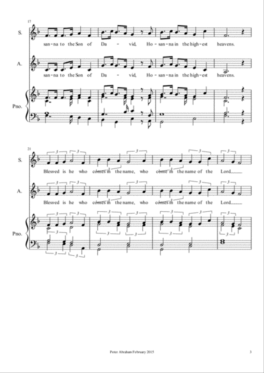 Hosanna to the Son of David SA scores gallery preview page 3