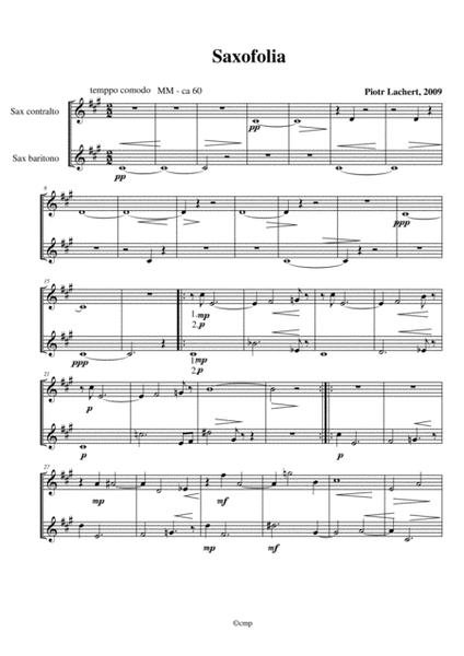 Saxofolia for sax alto e baritono 4 pagine