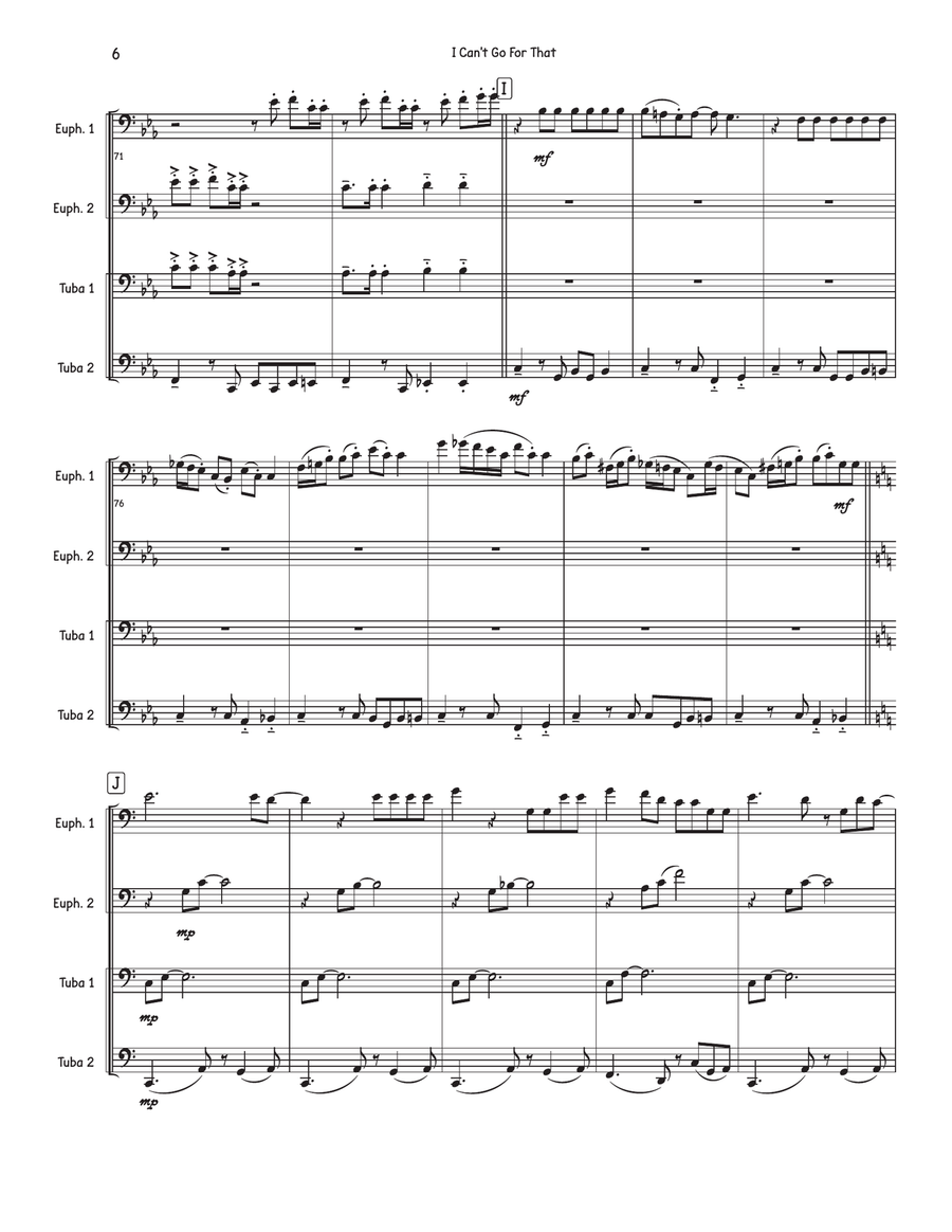 I Can't Go For That (No Can Do) Brass Quartet scores gallery preview page 6