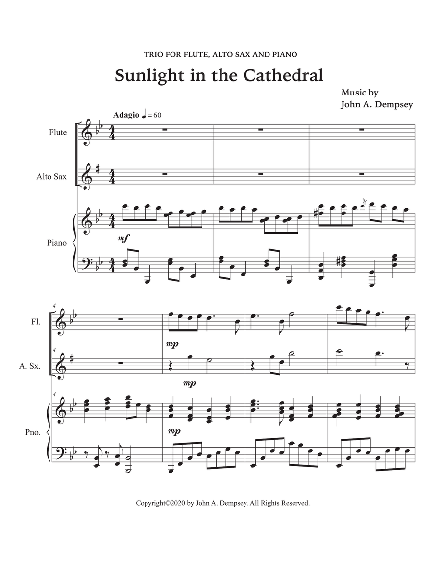 Sunlight in the Cathedral (Mountain Prelude): Trio for Flute, Alto Sax and Piano Small Ensemble scores gallery preview page 5
