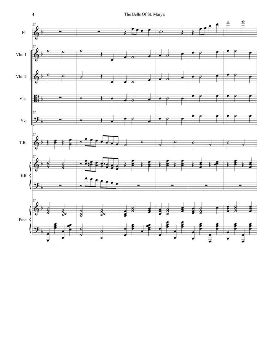 The Bells of St. Mary's (for String Quartet and Piano) String Quartet scores gallery preview page 5