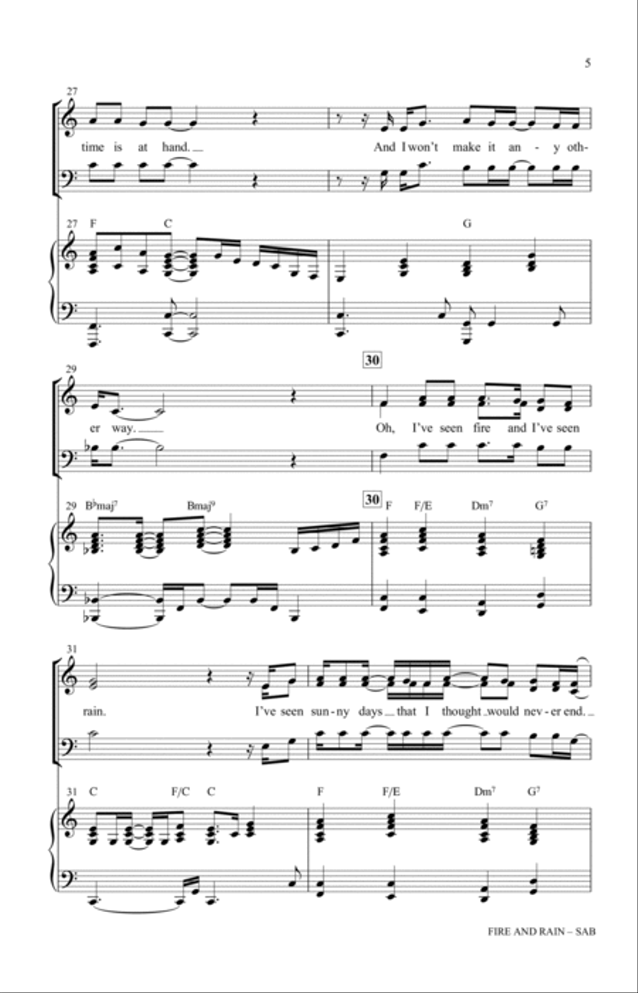 Fire And Rain (arr. Greg Gilpin) 3-Part scores gallery preview page 5