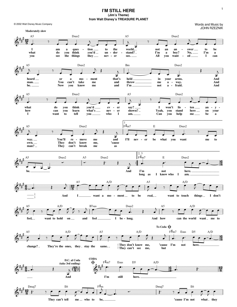 I'm Still Here (Jim's Theme) Guitar scores gallery preview page 1