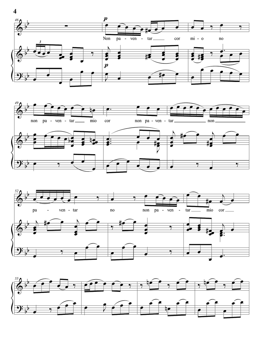 VINCI: Teco, sì, vengo anch'io (transposed to B-flat major) Piano, Vocal scores gallery preview page 5