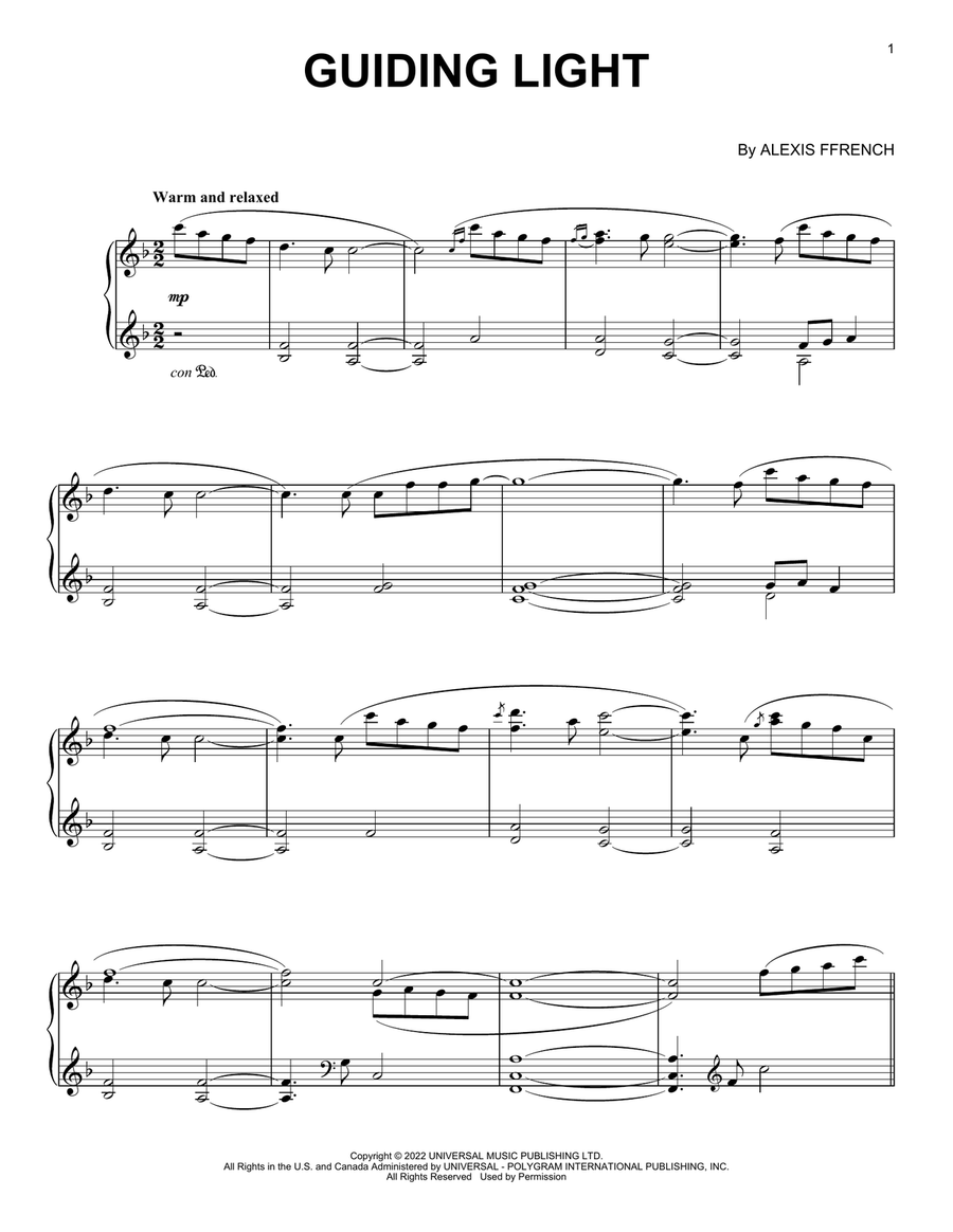 Guiding Light Piano Solo scores gallery preview page 1